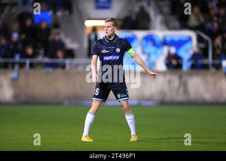 Kopenhagen, Dänemark. Oktober 2023. Rasmus Vinderslev (6) von Soenderjyske, der während des Spiels der NordicBet Liga zwischen B.93 und Soenderjyske im Osterbro Stadion in Kopenhagen gesehen wurde. (Foto: Gonzales Photo - Christian Midtgaard). Stockfoto