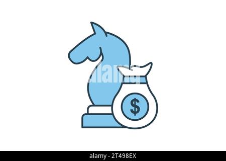 Symbol "Investitionsstrategie". Symbol für Investitionen und Finanzkonzepte. Symbolstil für flache Linien. Einfache Vektorkonstruktion bearbeitbar Stock Vektor
