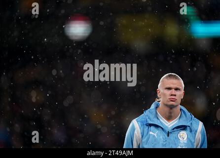 Erling Haaland aus Manchester City vor dem Spiel der Gruppe G der UEFA Champions League im Wankdorf-Stadion in Bern. Bilddatum: Mittwoch, 25. Oktober 2023. Stockfoto