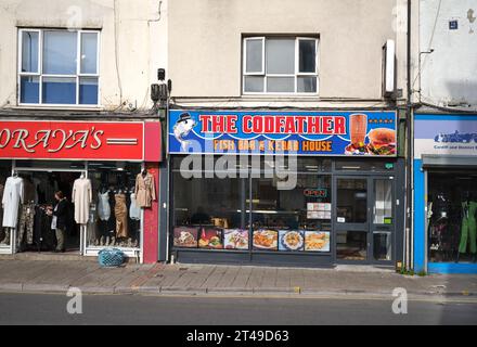 The Codfather Fish Bar Cowbridge Road East Cardiff South Wales UK Stockfoto