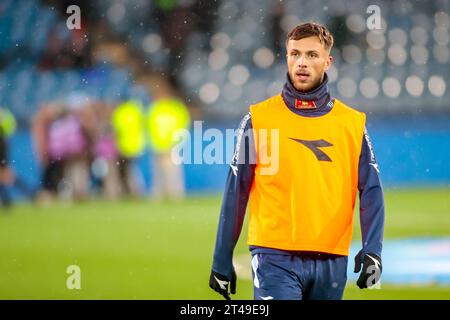 Drammen, Norwegen, 29. Oktober 2023. Viking’s David Brekalo vor dem Eliteserien-Spiel zwischen Strømsgodset und Viking im Marienlyst-Stadion in Drammen. Quelle: Frode Arnesen/Alamy Live News Stockfoto