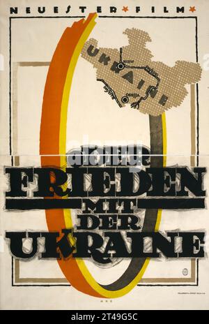 Deutsches Filmplakat für der Frieden mit der Ukraine. Veröffentlicht 1918 in Berlin. Stockfoto
