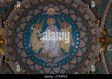 Mosaik der Jungfrau Maria, Basilika Notre Dame de Fourviere, Lyon, Frankreich Stockfoto