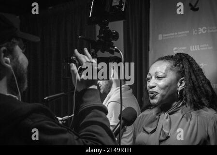 London, Großbritannien. Oktober 2023. Clare Perkins nimmt an der Weltpremiere von Embers beim 31. Raindance Film Festival in Curzon Soho in London Teil. Quelle: SOPA Images Limited/Alamy Live News Stockfoto