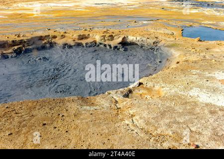 Geschmolzene Lava bei den Krafla Lava Fields in Nord Island Stockfoto