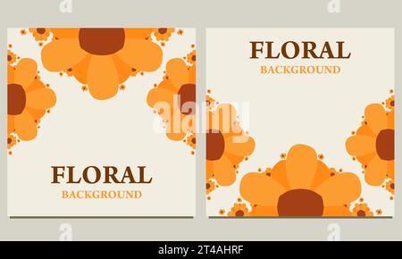 Hintergrund für Social Media-Post mit Blumenblättern. Geeignet für Post in sozialen Medien, Bannerdesign und Internet-Anzeigen. Stockfoto