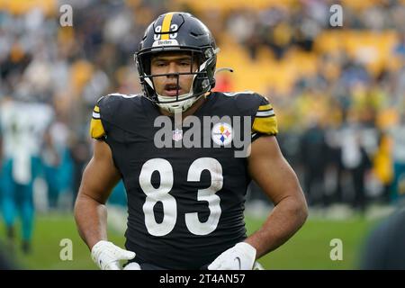 Pittsburgh, Pennsylvania, USA. Oktober 2023. 29. Oktober 2023: Connor Heyward #83 beim Spiel Pittsburgh Steelers vs Jacksonville Jaguars in Pittsburgh PA im Acrisure Stadium. Brook Ward/AMG (Credit Image: © AMG/AMG Via ZUMA Press Wire) NUR REDAKTIONELLE VERWENDUNG! Nicht für kommerzielle ZWECKE! Quelle: ZUMA Press, Inc./Alamy Live News Stockfoto