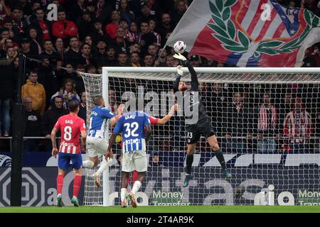 Madrid, Spanien. Oktober 2023. Madrid Spanien; 29.10.2023.- Torhüter Oblak Atletico de Madrid. Atletico de Madrid schlägt Alaves mit 2:1. Das Spiel findet im Civitas Metropolitan Stadium in Madrid am 11. Spieltag des spanischen Fußballs statt. Atletico de Madrid erzielte Tore von: Rodrigo Riquelme 26  Alvaro Morata 25 1  Tor von Alaves: Ander Guevara 90 6  Credit: Juan Carlos Rojas/dpa/Alamy Live News Stockfoto