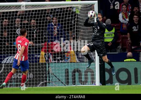 Madrid, Spanien. Oktober 2023. Madrid Spanien; 29.10.2023.- Torhüter Oblak Atletico de Madrid. Atletico de Madrid schlägt Alaves mit 2:1. Das Spiel findet im Civitas Metropolitan Stadium in Madrid am 11. Spieltag des spanischen Fußballs statt. Atletico de Madrid erzielte Tore von: Rodrigo Riquelme 26  Alvaro Morata 25 1  Tor von Alaves: Ander Guevara 90 6  Credit: Juan Carlos Rojas/dpa/Alamy Live News Stockfoto