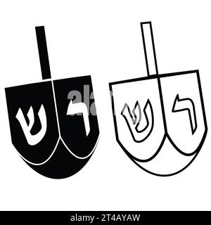 hannukah Dreidel-Symbol. hanukkah-Schild. Holz Dreidel Spielzeug Kultur traditionelles Symbol. Holzdreidel Spielzeugkultur. Flacher STYLE. Stockfoto