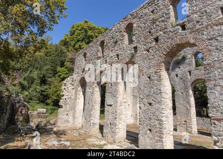 Basilika, römische Ruine von Butrint, Albanien Stockfoto