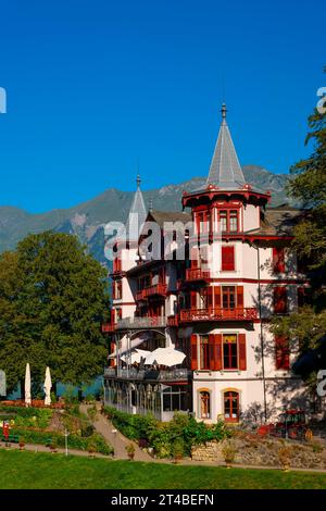 Das historische Grandhotel Giessbach auf der Bergseite in Brienz, Berner Oberland, Kanton Bern, Schweiz Stockfoto