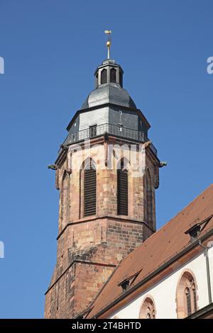 Turm der gotischen Stiftskirche, Kirchturm, Landau in der Pfalz, Rheinland-Pfalz, Deutschland Stockfoto