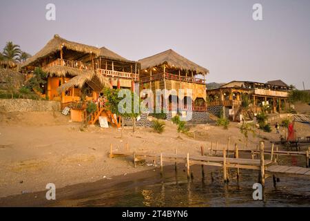 Restaurants am See in Panajachel, Lake Atitlan, Guatemala Stockfoto