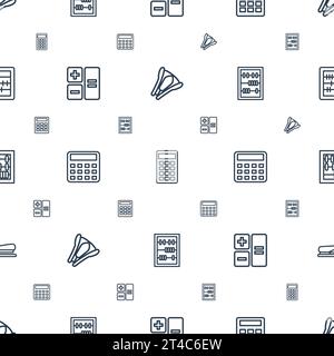 Taschenrechner-Symbole zeigen nahtlosen weißen Hintergrund Stock Vektor