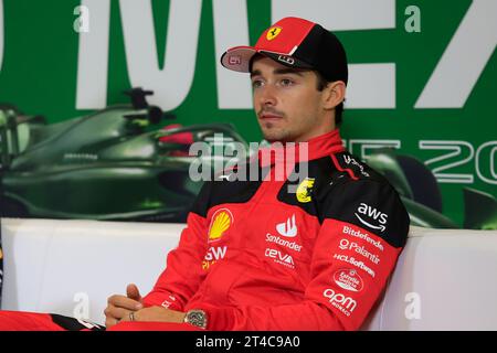 MEXIKO-Stadt, Mexiko. Oktober 2023. Dritter Platz Charles LECLERC von FERRARI beim Grand Prix von Mexiko im Magdalena Mixhuca Park im Autodromo Hernando Rodriguez, Formel 1 Grand Prix von Mexiko, Formel 1 GP von Mexiko 2023, Formel 1 in Mexiko, Grand Prix du Mexique de Formule 1, gebührenpflichtiges Bild, Copyright © Ulises CUEVAS/ATP Images (CUEVAS Ulises/ATP/SPP) Credit: SPP Sport Pressefoto. /Alamy Live News Stockfoto