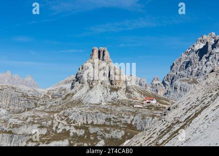Rifugio Locatelli, Naturpark Tre Cime, Dolomiten, Südtirol, Italien Stockfoto