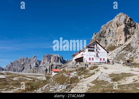 Rifugio Locatelli, Naturpark Tre Cime, Dolomiten, Südtirol, Italien Stockfoto