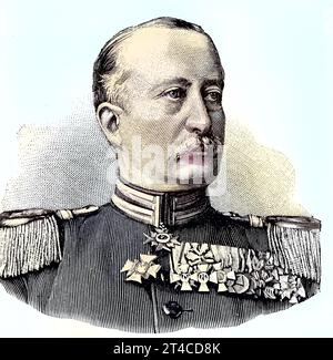 Deutsche Militärs im Deutsch-Französischen Krieg 1870 - 1871, Generalstabsarzt MD Schubert, Deutschland, Reproduktion eines Holzschnitts von 1882, digital verbessert / Military People of Germany im Deutsch-Französischen Krieg 1870 - 1871, Stabsarzt MD Schubert, Deutschland, Reproduktion eines Holzschnitts von 1882, digital verbessert Stockfoto