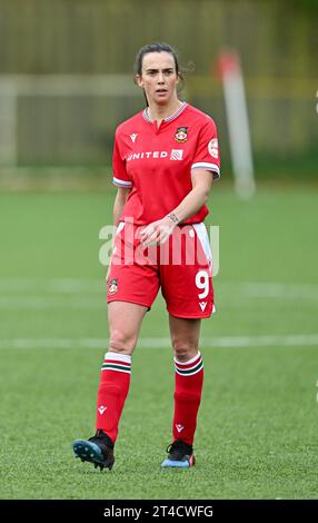 Rhosymedre, Wrexham County Borough, Wales. Oktober 2023. Wrexham's Rosie Hughes, Wrexham Association Football Club Women V The New Saints of Oswestry Town & Llansantffraid Football Club/The New Saints Women im Y Stadiwm Roc/The Rock Stadium, im Genero Adran Premier. (Kreditbild: ©Cody Froggatt/Alamy Live News) Stockfoto