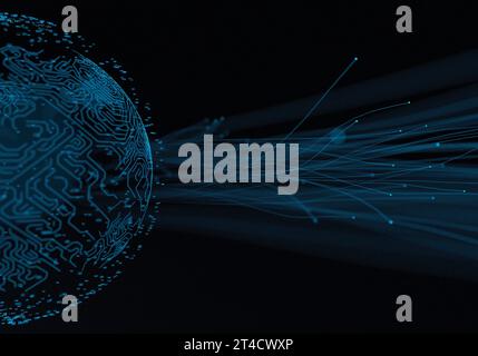 Future Technology Planet Earth Big Data Technology Stockfoto