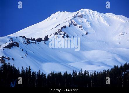 Mount Shasta aus Bunny flach, Shasta-Dreiheit National Forest, Kalifornien Stockfoto