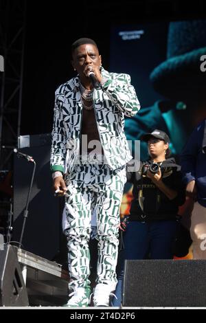 Atlanta, Usa. Oktober 2023. Boosie tritt auf der P&G Stage während des One Musicfests auf, das am 29. Oktober 2023 im Piedmont Park in Atlanta, Georgia stattfindet. (Foto: Jay Wiggins/SIPA USA) Credit: SIPA USA/Alamy Live News Stockfoto