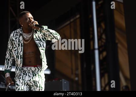 Atlanta, Usa. Oktober 2023. Boosie tritt auf der P&G Stage während des One Musicfests auf, das am 29. Oktober 2023 im Piedmont Park in Atlanta, Georgia stattfindet. (Foto: Jay Wiggins/SIPA USA) Credit: SIPA USA/Alamy Live News Stockfoto