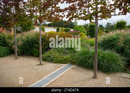 Pflanzen im Spätsommer im Paradise Garden im RHS Bridgewater Garden in Worsley, Salford, Manchester, England. Stockfoto