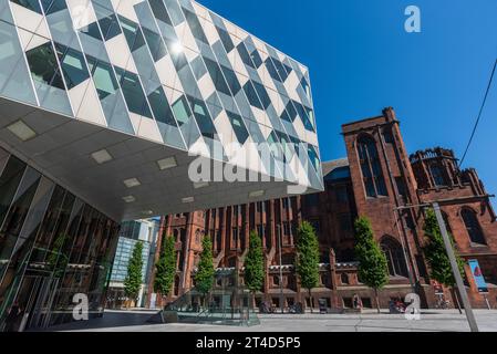 Die John Rylands Bibliothek in Deansgate in Manchester Stockfoto