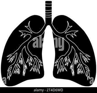 Krankheit schwarze Pneumonie Silhouette respiratorische Illustration Lungensymbol Virus Logo Lungenasthma Pflege Gesundheit Krebs Infektion copd Bronchitis Tuberkulose medizinisch Stockfoto