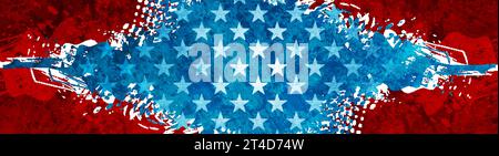 Grunge-Blot-Konzept USA-Flagge abstrakter Hintergrund. Vektor-amerikanisches Bannerdesign Stock Vektor