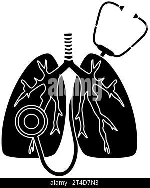 Krankheit schwarze Pneumonie Silhouette respiratorische Illustration Lungensymbol Virus Logo Lungenasthma Pflege Gesundheit Krebs Infektion copd Bronchitis Tuberkulose medizinisch Stockfoto