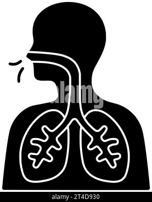 Krankheit schwarze Pneumonie Silhouette respiratorische Illustration Lungensymbol Virus Logo Lungenasthma Pflege Gesundheit Krebs Infektion copd Bronchitis Tuberkulose medizinisch Stockfoto