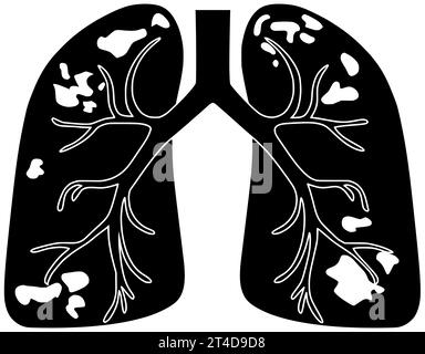 Krankheit schwarze Pneumonie Silhouette respiratorische Illustration Lungensymbol Virus Logo Lungenasthma Pflege Gesundheit Krebs Infektion copd Bronchitis Tuberkulose medizinisch Stockfoto