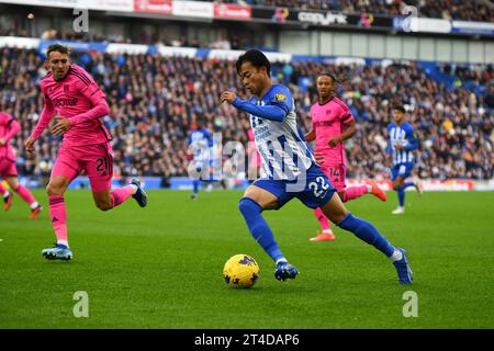 Kaoru Mitoma aus Brighton und Hove Albion - Brighton & Hove Albion V Fulham, Premier League, Amex Stadium, Brighton, Großbritannien - 29. Oktober 2023 nur redaktionelle Verwendung - es gelten Einschränkungen von DataCo Stockfoto