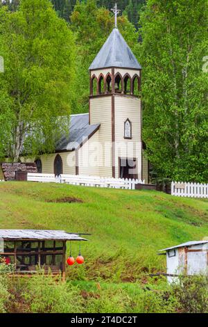 St. Barnabas Missionskirche im Dorf Moosehide am Yukon River im Yukon Territory, Kanada. Stockfoto