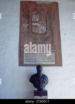 CARLOS V ESCULTURA EN EL VESTIBULO DEL PALACIO- 1558. Lage: MONASTERIO. CUACOS DE YUSTE. CACERE. SPANIEN. Karl I. (V. des Heiligen Römischen Reiches). CARLOS V ALEMANIA-CARLOS I DE ESPAÑA (1500-1558). Stockfoto