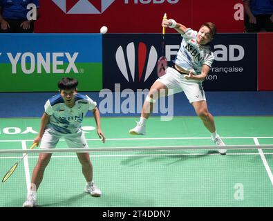 Siti Fadia Silva Ramadhanti und Apriyani Rahayu aus Indonesien. , . Super 750 Badminton HSBC BWF World Tour am 27. Oktober 2023 in der Glaz Arena in Cesson-Sevigne, Frankreich. Foto: Laurent Lairys/ABACAPRESS.COM Credit: Abaca Press/Alamy Live News Stockfoto