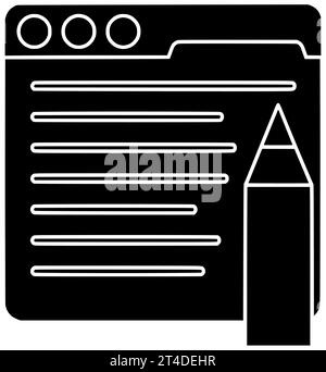 Buchstabe schwarz Bleistift Silhouette Papier Illustration Bildung Icon Schreiben Logo Stift Business Note Büro Tisch Schreibtisch Nachricht Hand Notizbuch Writer Stockfoto