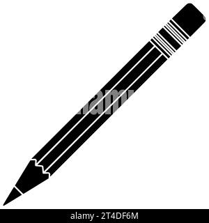 Buchstabe schwarz Bleistift Silhouette Papier Illustration Bildung Icon Schreiben Logo Stift Business Note Büro Tisch Schreibtisch Nachricht Hand Notizbuch Writer Stockfoto