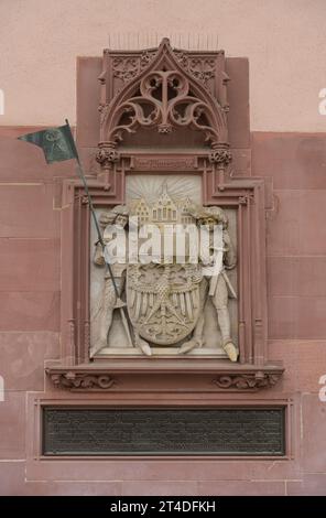 Steinmetzarbeit, Relief, Wappen, Rathaus Römer, Frankfurt, Hessen, Deutschland Stockfoto