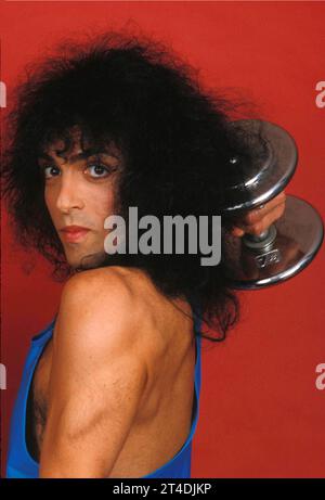 PAUL STANLEY ;geboren am 20. Januar 1952; US-amerikanischer Musiker, Mitbegründer, Frontmann, Rhythmusgitarrist und Co-Lead-Sänger der Hard-Rock-Band KISS; 1988; Credit: Lynn McAfee / Performing Arts Images www.performingartsimages.com Stockfoto