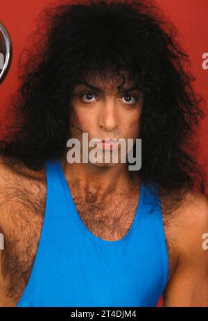 PAUL STANLEY ;geboren am 20. Januar 1952; US-amerikanischer Musiker, Mitbegründer, Frontmann, Rhythmusgitarrist und Co-Lead-Sänger der Hard-Rock-Band KISS; 1988; Credit: Lynn McAfee / Performing Arts Images www.performingartsimages.com Stockfoto