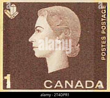 Kanada 1-Dollar-Briefmarke Queen Elizabeth II, 1953 Stockfoto