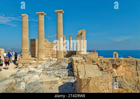 Teil der Akropolis von Lindos auf der Insel Rhodos, Griechenland. Stockfoto