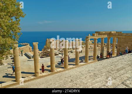 Teil der Akropolis von Lindos auf der Insel Rhodos, Griechenland. Stockfoto