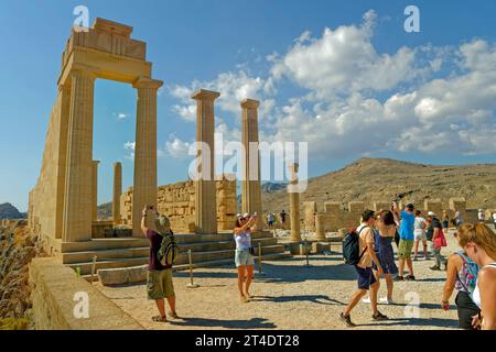 Teil der Akropolis von Lindos auf der Insel Rhodos, Griechenland. Stockfoto