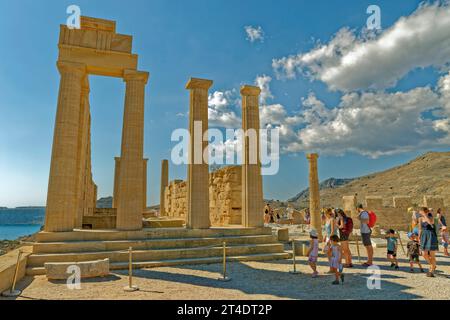 Teil der Akropolis von Lindos auf der Insel Rhodos, Griechenland. Stockfoto