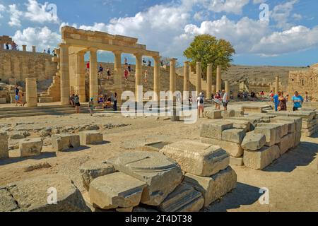 Teil der Akropolis von Lindos auf der Insel Rhodos, Griechenland. Stockfoto